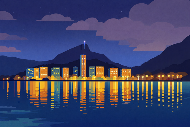Free rio de janeiro skyline rio night cityscape brazil city skyline vector