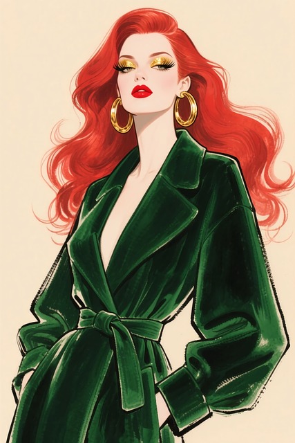 Free fashion woman red hair illustration