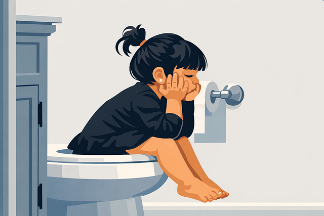 Free child sitting on toilet bored child bathroom kid waiting toilet vector