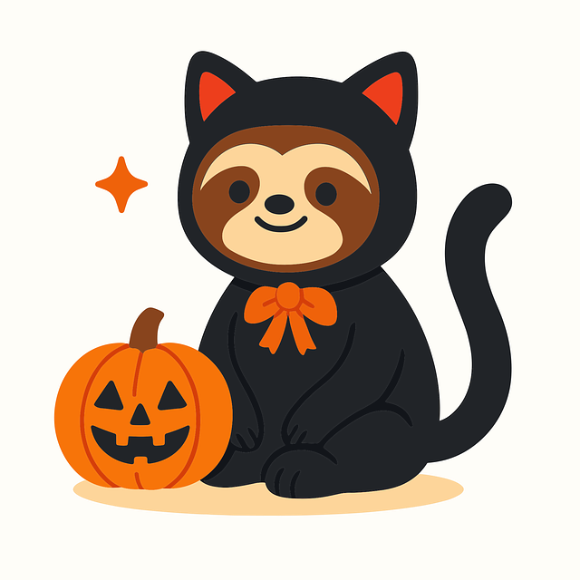 Free sloth cat halloween illustration