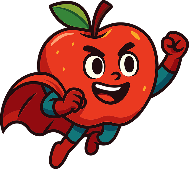 Free apple superhero flying vector