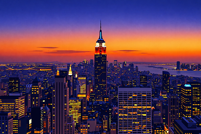 Free new york skyline sunset empire state building skyline new york city skyline illustration vector