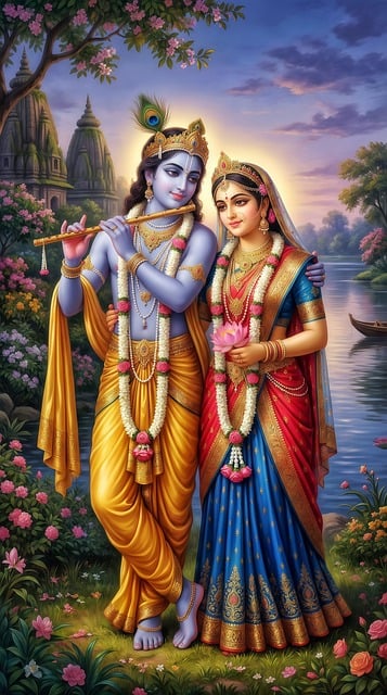 Free krishna radha god illustration