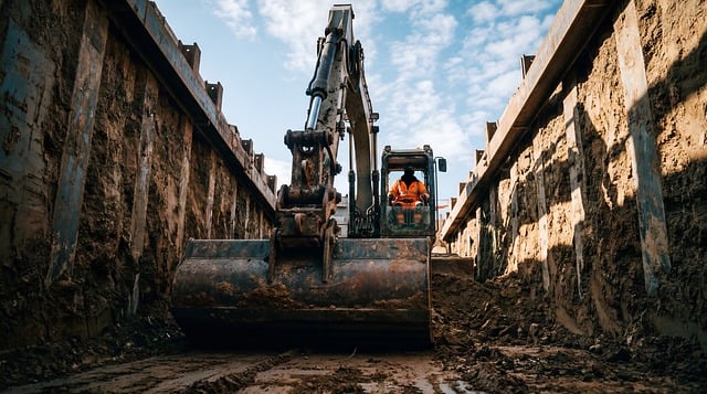 Free excavator construction trench illustration
