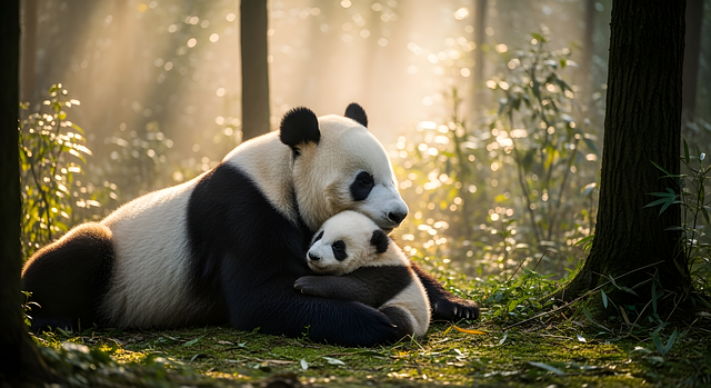 panda, mammal, nature, china, wildlife, animal, bear, bamboo, cute, ai generated