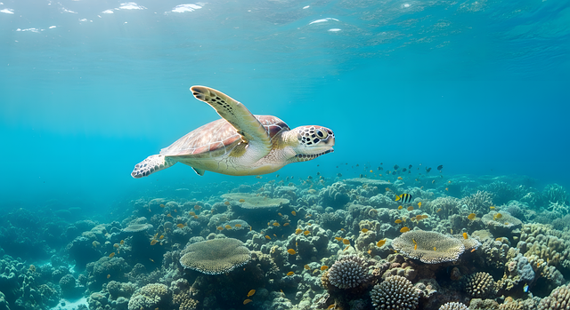 turtle, nature, animal, tortoise, reptile, sea, ocean, wildlife, underwater, water, ai generated