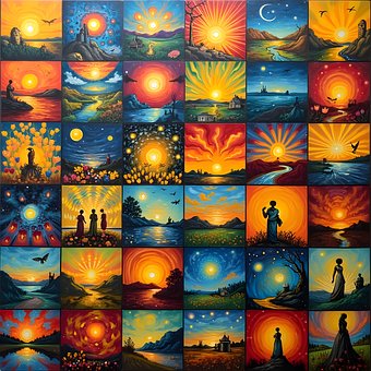 Free Mosaic Sunrise illustration and picture