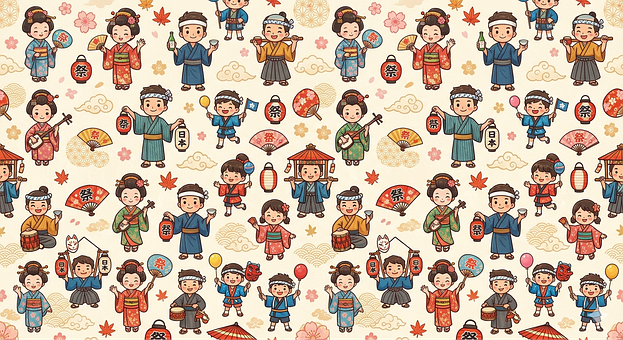 Free Japanese Pattern Kimono illustration and picture