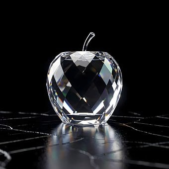 Manzana, Cristal, Fruta, Vidrio, Negro
