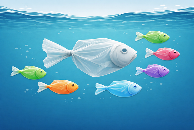 Free plastic fish ocean ocean pollution concept marine plastic waste vector