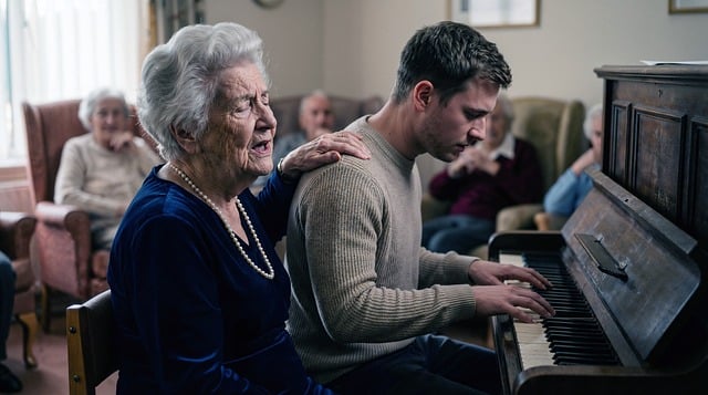 Free elderly piano music illustration