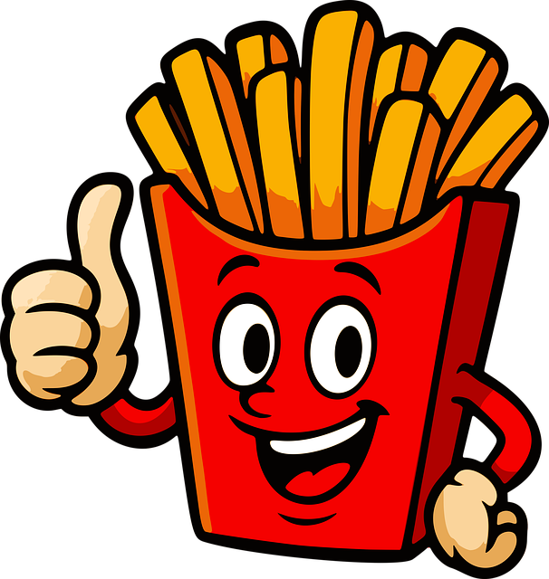 Free french fries burger illustration