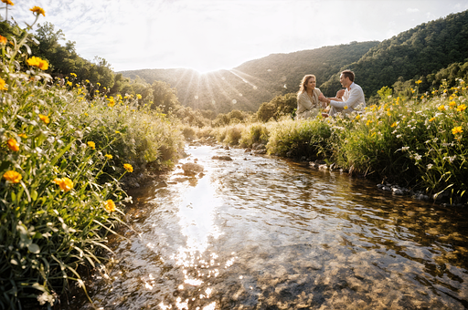 Folk, Natur, Elv, Sol, Familie