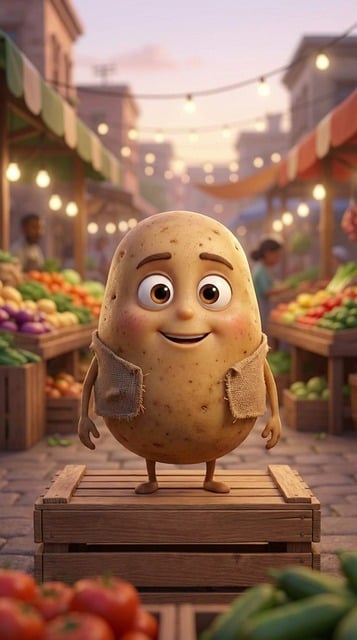 Comida, Patatas, Verduras, Animación