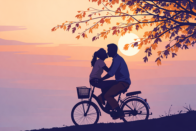 Pareja En Bicicleta, Pareja Romantica