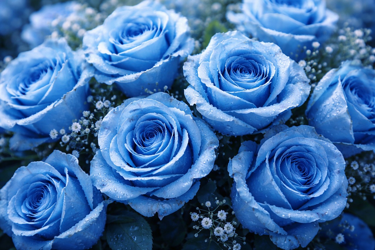 Blue Roses Flowers Dewdrops Macro - Free photo on Pixabay