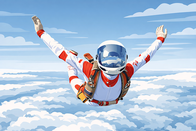 Free skydiver parachutist extreme sport illustration