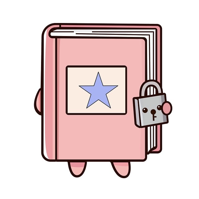 Cartoon, Diary, Lock, Pink