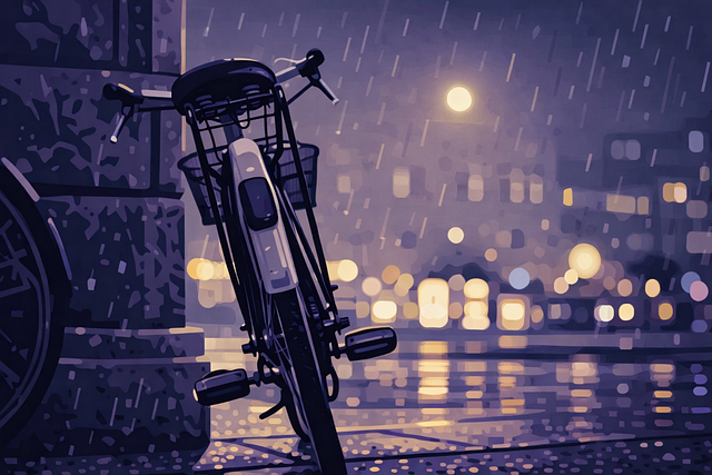 Free rain rainy night bicycle vector