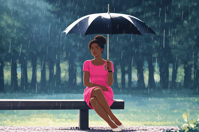 Free woman rain umbrella vector