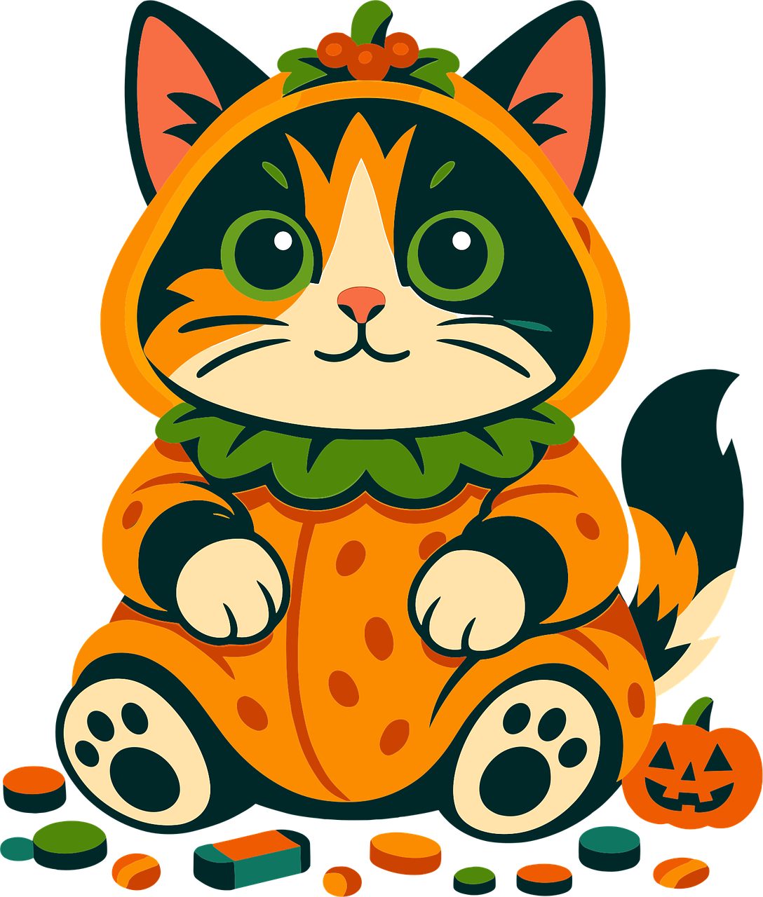 Halloween, Katje, Kat, Pompoen, Kostuum