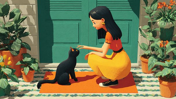 Garotinha, Gato, Preto, Mascote