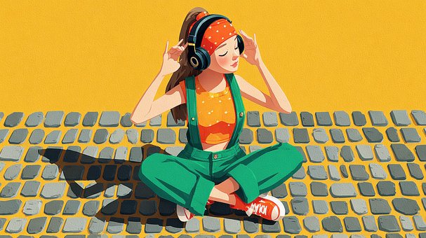 Música, Fones De Ouvido, Mulher, Jovem