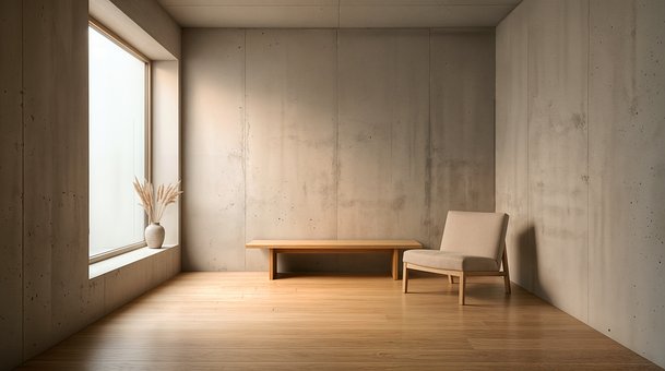 Quarto, Minimalista, Projeto, Dentro