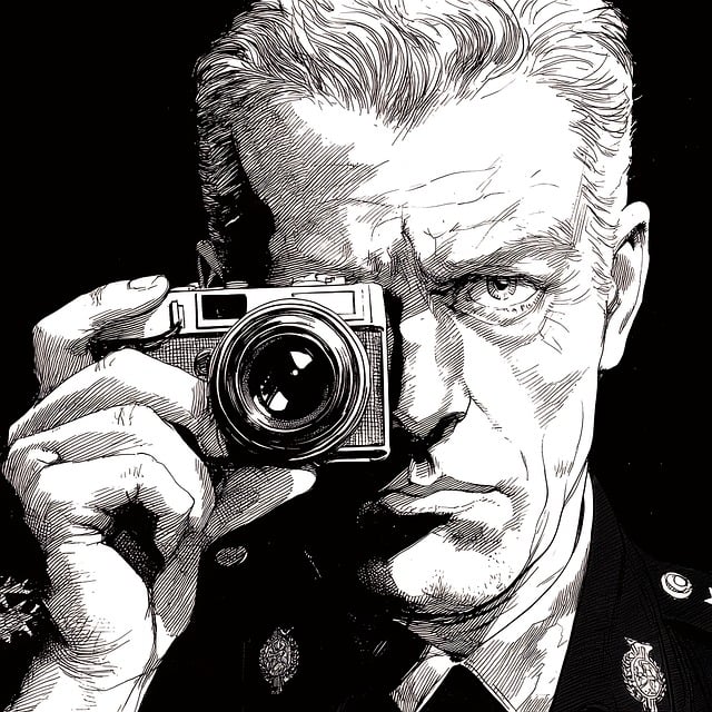 Free man camera suspicious illustration
