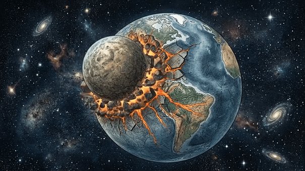 Free Asteroid Crashing Earth Disaster illustration and picture