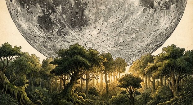 Free Moon View From Earth Forest illustration and picture