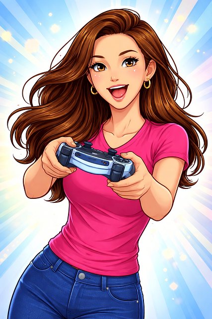 Free woman playing video illustration