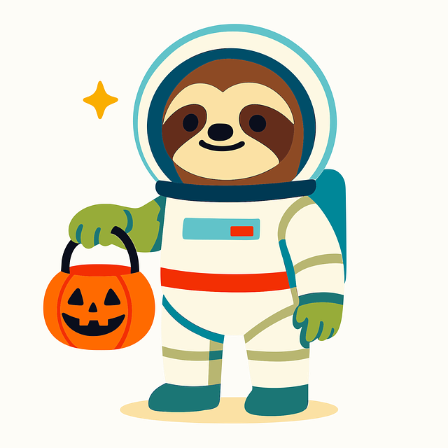 Free sloth astronaut halloween illustration