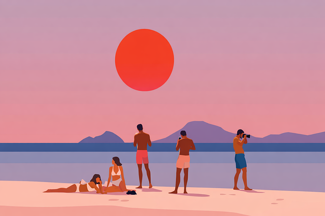 Free sunset beach people vector