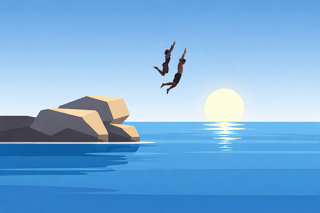 Free jump sea sunset vector