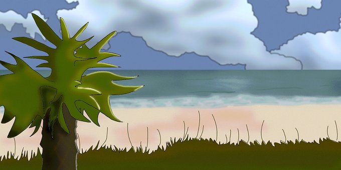 Tegneserie, Strand, Natur, Hav, Ocean