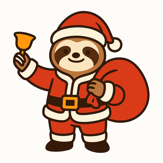 Free sloth santa christmas vector