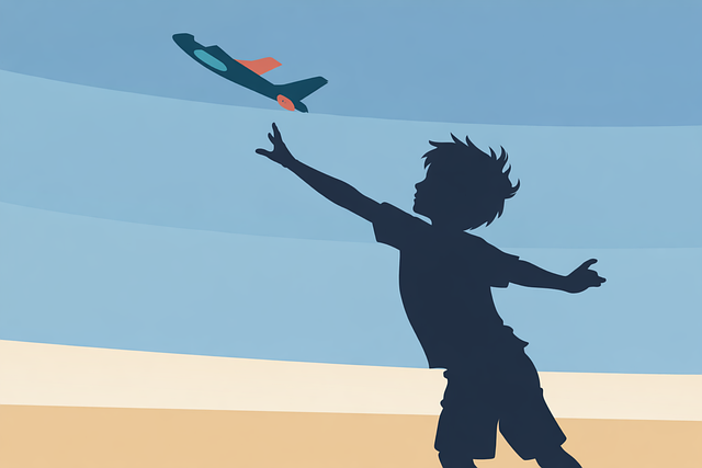 Free child silhouette airplane vector
