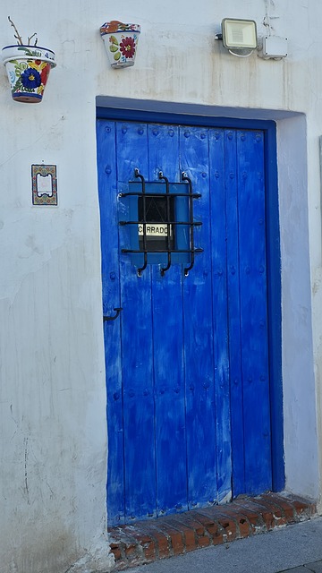 Mojácar, Tür, Blau