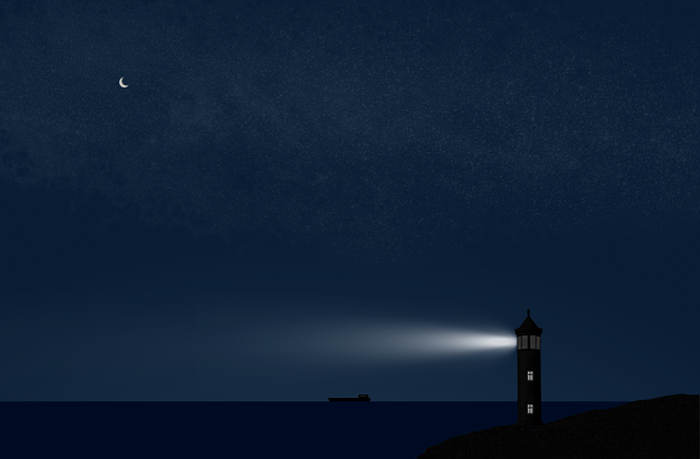 Free light house night calm illustration