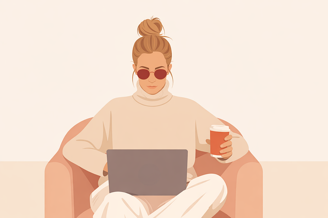 Free woman laptop coffee vector