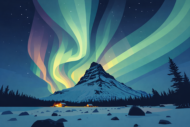 Free aurora borealis northern lights mountain vector