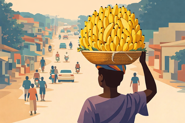 Free street vendor bananas market vector