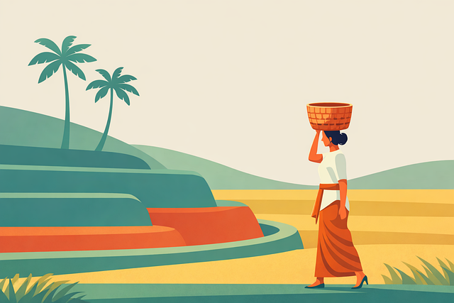 Free woman rural daily life illustration