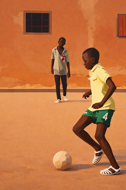 Free children soccer street vector