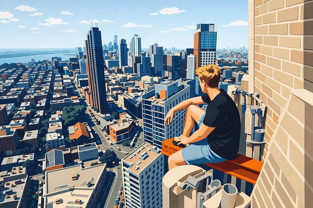 Free man city skyline illustration