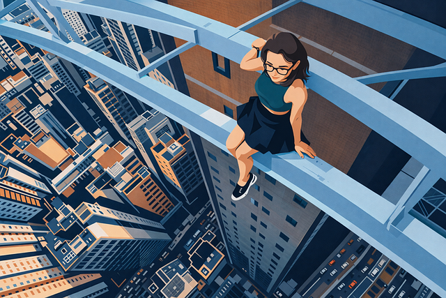 Free woman city height vector