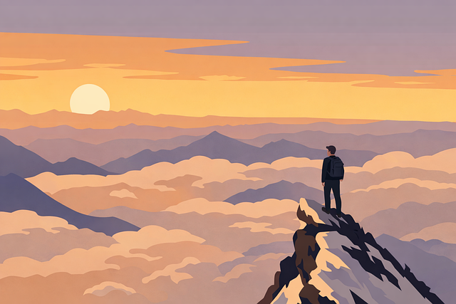 Free mountain man sunset vector
