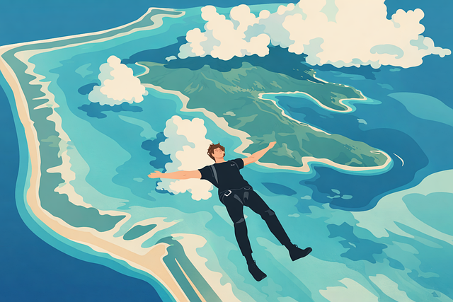 Free tropical island aerial view floating vector