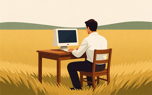 Free remote work isolation technology vector